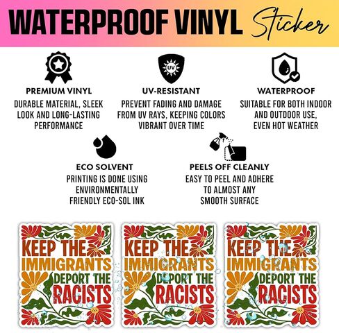 VOTANTA (3 Pcs, 3 inch) - Keep The Immigrants Deport The Racists Sticker, No Human is Illegal Stickers, Anti Felon Decal, US Political Immigrant Rights Gifts Decoration for Laptop, Phone, Water Bottle in Kuwait