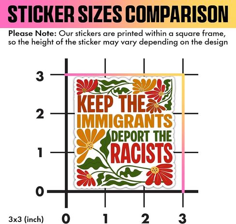 VOTANTA (3 Pcs, 3 inch) - Keep The Immigrants Deport The Racists Sticker, No Human is Illegal Stickers, Anti Felon Decal, US Political Immigrant Rights Gifts Decoration for Laptop, Phone, Water Bottle in Kuwait