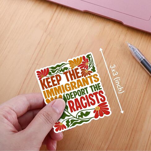 VOTANTA (3 Pcs, 3 inch) - Keep The Immigrants Deport The Racists Sticker, No Human is Illegal Stickers, Anti Felon Decal, US Political Immigrant Rights Gifts Decoration for Laptop, Phone, Water Bottle in Kuwait