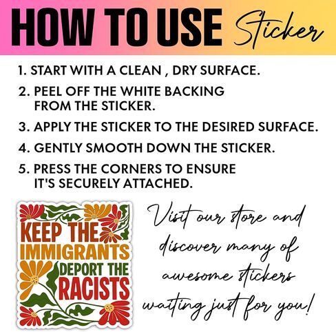 VOTANTA (3 Pcs, 3 inch) - Keep The Immigrants Deport The Racists Sticker, No Human is Illegal Stickers, Anti Felon Decal, US Political Immigrant Rights Gifts Decoration for Laptop, Phone, Water Bottle in Kuwait