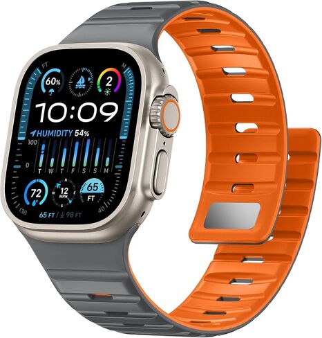 حلقة مغناطيسية متوافقة مع فرق ساعة Apple for Men - Series 10 46mm - Ultra/Ultra 2 49mm - Iwatch Series 9 8 7 45mm - Apple Watch 6 5 4 SE SE 2nd 44mm ، SPORT SILICONE WATTER STRAP in Kuwait