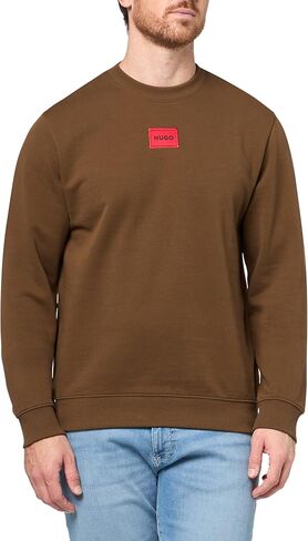 HUGO Men's Regular Fit Square Logo Jersey Sweatshirt in Saudi Arabia
