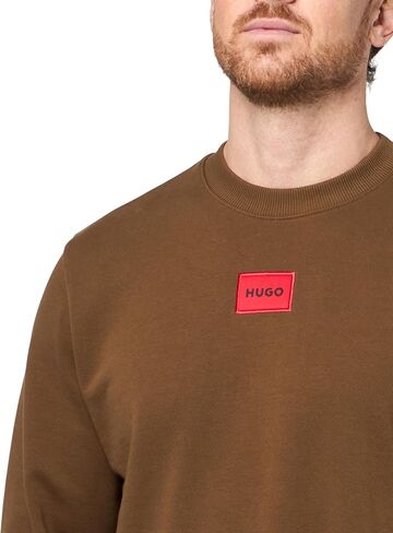HUGO Men's Regular Fit Square Logo Jersey Sweatshirt in Saudi Arabia