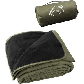 Warm Polar Fleece Blanket Picnic Outdoor & Beach, Machine Washable Camping Quilt for Cold Weather, Adventure, Sleeping, Backpacking (Black) in Kuwait