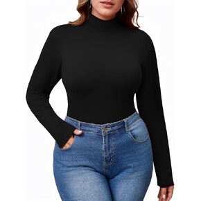 Women's Plus Size Mock Turtleneck Long Sleeve Tops Basic Tee T Shirt Fall Winter Top 2024 in Saudi Arabia