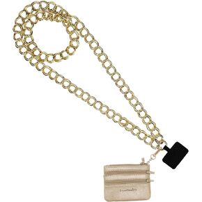 كليب و Go Double Link Chain (Silver - Silver Pouch) - Phone Phone Crossbody مع محفظة للنساء وحزام سلسلة Crossbody القابل للتعديل اليدين in Kuwait