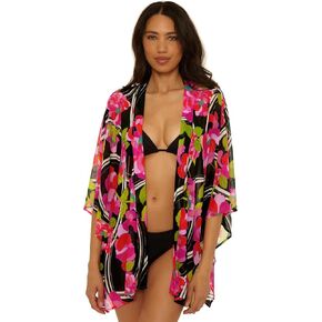 Trina Turk Women's Standard Bougainvillea Open Front Tunic, Casual, Floral Print, Beach Cover Ups, Multicolor in Kuwait