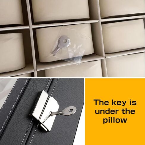 Artilife 24 Slot Watch Box for Men,Watch Cases for Men,Watch Display Case,Glass Top,PU Leather Display Storage Collection Organizer Jewelry Case Watch Organizer with Removable Pillows Black in Kuwait