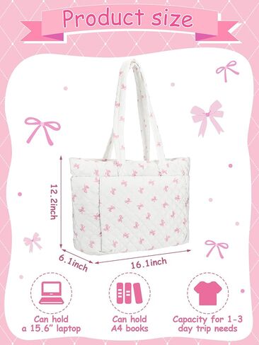 Tote Bag for Women Lightweight Puffy Tote Bag with Compartments Zipper Quilted Shoulder Handbag for Travel Work in Saudi Arabia