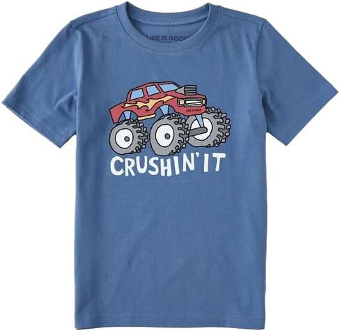 Life is Good. Kids Crushin It Truck Short Sleeve Crusher Tee, Vintage Blue in Saudi Arabia