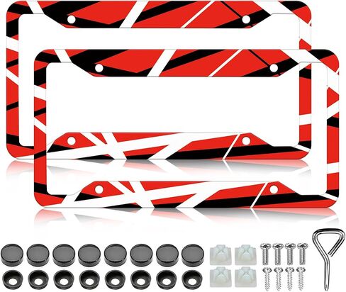 LIN KANG Hibiscus Flower License Plate Frames - 2 Pack Hawiian Tropical Floral Aluminum Metal License Plate Holder Covers,Rust-Proof Waterproof Car Decorative Tag Frames for Standard US 12x6 Inch in Saudi Arabia