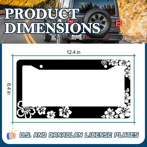 LIN KANG Hibiscus Flower License Plate Frames - 2 Pack Hawiian Tropical Floral Aluminum Metal License Plate Holder Covers,Rust-Proof Waterproof Car Decorative Tag Frames for Standard US 12x6 Inch in Saudi Arabia