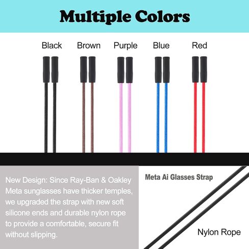 Glasses Strap for Ray-Ban & Oakley Meta and Wide Frame Glasses –3pcs Adjustable Sunglasses Straps Retainer Cords in Kuwait