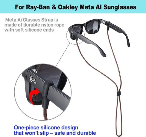 Glasses Strap for Ray-Ban & Oakley Meta and Wide Frame Glasses –3pcs Adjustable Sunglasses Straps Retainer Cords in Kuwait