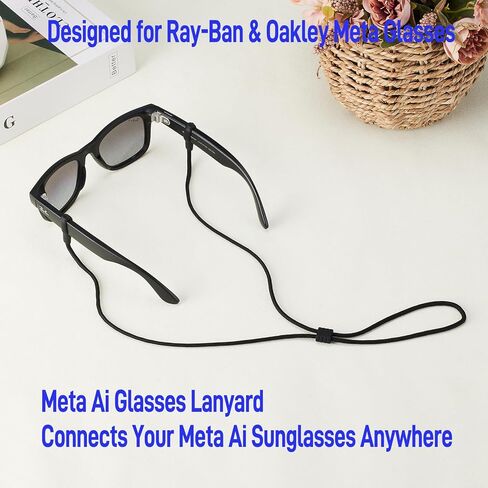 Glasses Strap for Ray-Ban & Oakley Meta and Wide Frame Glasses –3pcs Adjustable Sunglasses Straps Retainer Cords in Kuwait