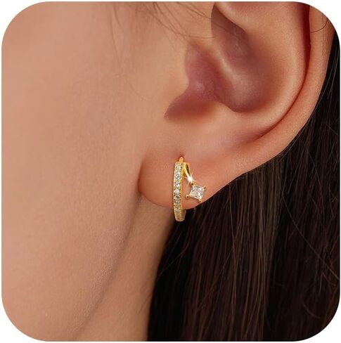 925 الفضة الاسترليني الأقراط لطيف لطيف للنساء العصرية 14K مطلية بالذهب الصغيرة Huggie الغضروف تشيكوسلوفاكيا القرط لابنتها أمي هيبوالرجينيك مكعب زركونيا أقراط عيد الهالوين هدية المجوهرات in Kuwait