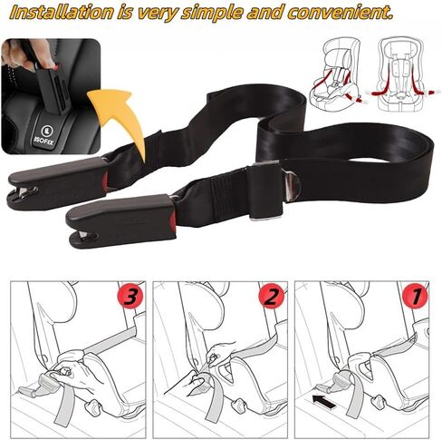 Strap Pads Compatible with 1 Pcs Universal ISOFIX Kids Seat Car Fixing Straps Covers with Latch Interface Accessory Cover Set (Black) in Saudi Arabia