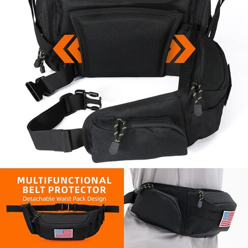 Ghosthorn Fishing Tackle Backpack with 2 Trays 3700 Tackle Boxes & Rod Holders, Large Outdoor Storage Tackle Bag for Fishing in Kuwait