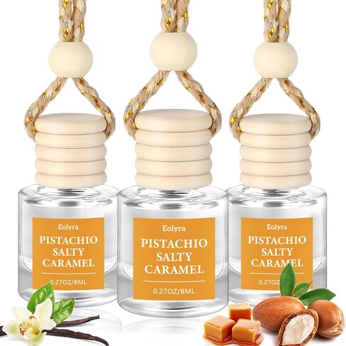 معطر هواء معلق للسيارة (عبوة من 3 قطع): عطر سيارة فاخر للنساء والرجال | زجاجة لطيفة وقابلة لإعادة الاستخدام مع موزع زيت عطري يدوم لأكثر من 45 يومًا، لون الشمبانيا الوردي in Kuwait