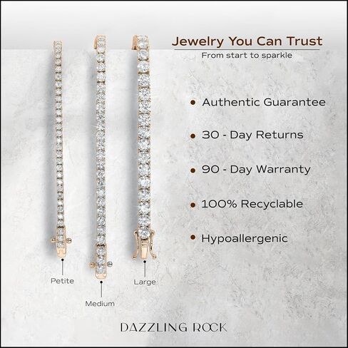 مجموعة Dazzlingrock Collection GRA Certified D Color VVS1 مستديرة من الماس 2|3|4|5 مم سوار تنس مويسانيتي للنساء، فضة استرلينية مطلية بالذهب عيار 14 قيراط، مجوهرات فاخرة لا تسبب الحساسية in Saudi Arabia
