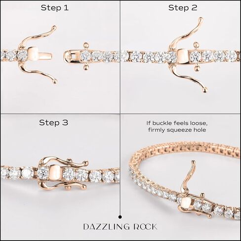 مجموعة Dazzlingrock Collection GRA Certified D Color VVS1 مستديرة من الماس 2|3|4|5 مم سوار تنس مويسانيتي للنساء، فضة استرلينية مطلية بالذهب عيار 14 قيراط، مجوهرات فاخرة لا تسبب الحساسية in Saudi Arabia