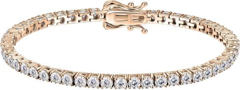 مجموعة Dazzlingrock Collection GRA Certified D Color VVS1 مستديرة من الماس 2|3|4|5 مم سوار تنس مويسانيتي للنساء، فضة استرلينية مطلية بالذهب عيار 14 قيراط، مجوهرات فاخرة لا تسبب الحساسية in Saudi Arabia