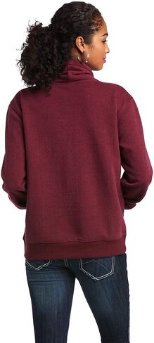 ARIAT Women's REAL Logo Script Cowl Neck Sweatshirt, Heather Zinfandel in Saudi Arabia