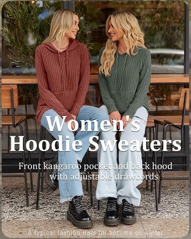 3 Pack Women's Long Sleeve Hoodie Sweaters, Kangaroo Pocket Shirts Loose Knit Tops Drawstring Pullover Sweatshirts in Saudi Arabia