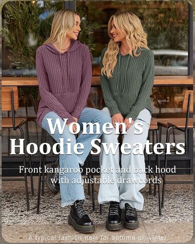 3 Pack Women's Long Sleeve Hoodie Sweaters, Kangaroo Pocket Shirts Loose Knit Tops Drawstring Pullover Sweatshirts in Saudi Arabia