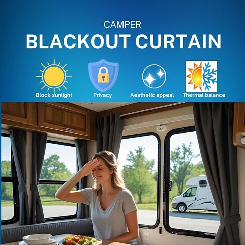 RV Window Curtains for Inside Camper - Blackout Privacy Curtains for RV, Trailer, Van - Thermal Insulated, Easy Install - Perfect for Camper Windows Interior Cover in Saudi Arabia