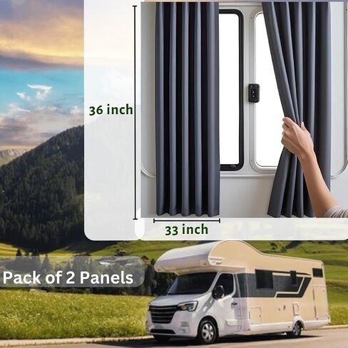 RV Window Curtains for Inside Camper - Blackout Privacy Curtains for RV, Trailer, Van - Thermal Insulated, Easy Install - Perfect for Camper Windows Interior Cover in Saudi Arabia