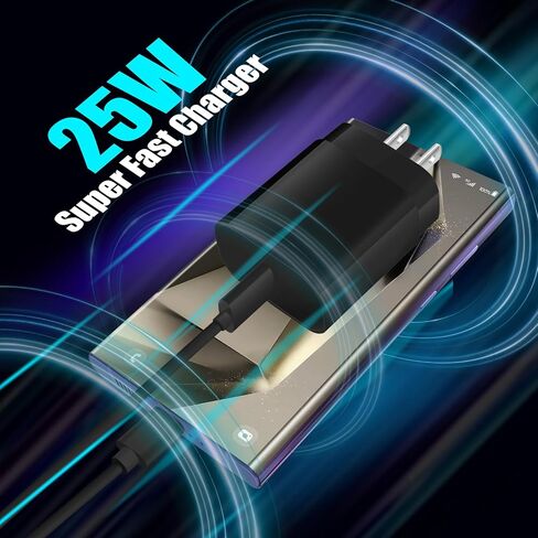 شاحن USB C فائق السرعة لهاتف Samsung، كتلة شحن سريع لشاحن سامسونج، 2 حزمة محول شاحن حائط USB C بقدرة 25 وات، كابل USB C سريع 10 أقدام لهاتف Samsung Galaxy S24 Ultra/S23/S22/S21/S20/S10/Z Fold 5/4 in Kuwait