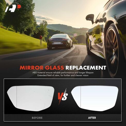 A-Premium Left Driver Side Heated Mirror Glass with Backing Plate - Compatible with Honda Civic 2016 2017 - Exterior Side View Flat Mirror, built in North America, Replace # 76253TBAC01, 76253TGG306 in Saudi Arabia