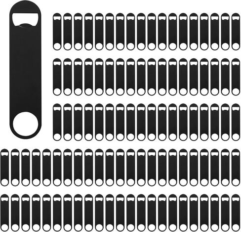 50 Pack Flat Beer Bottle Opener 7 inch Stainless Steel Flat Bottle Opener Beer Bottle Openers for Bartender Kitchen Bar Restaurant (Black) in Saudi Arabia