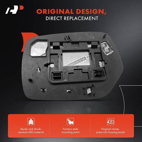 A-Premium Right Passenger Side Heated Mirror Glass with Backing Plate - Compatible with Subaru Impreza, XV Crosstrek, WRX, WRX STI, 2015 - Exterior Side View Convex Mirror in Saudi Arabia