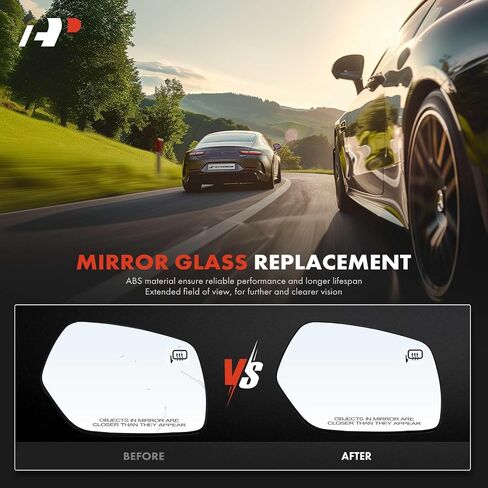 A-Premium Right Passenger Side Heated Mirror Glass with Backing Plate - Compatible with Subaru Impreza, XV Crosstrek, WRX, WRX STI, 2015 - Exterior Side View Convex Mirror in Saudi Arabia