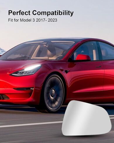 المرايا الخارجية لجانب الركاب الأيمن تناسب طراز Tesla 3 2017 2018 2019 2020 2021 2022 2023، عدسة مرآة الرؤية الخلفية الجانبية البديلة زجاج أبيض مع وظيفة ساخنة in Saudi Arabia