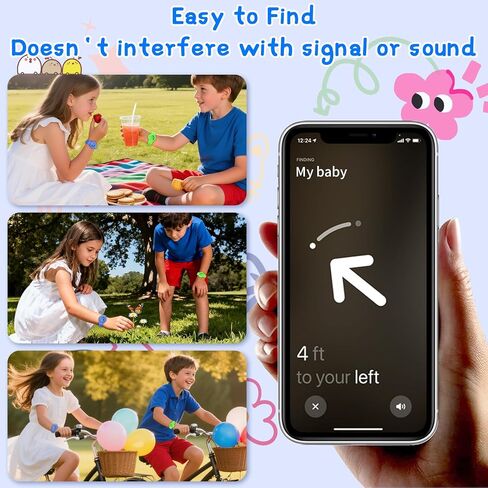 2Pack Compatible for AirTag Bracelet Waterproof, Soft Silicone Air tag Wristband Holder Cute Air Tags Case for Children Teen (Beige+Pink) in Kuwait