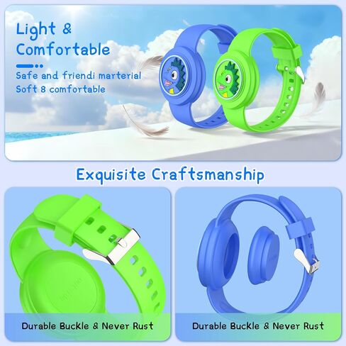 2Pack Compatible for AirTag Bracelet Waterproof, Soft Silicone Air tag Wristband Holder Cute Air Tags Case for Children Teen (Beige+Pink) in Kuwait