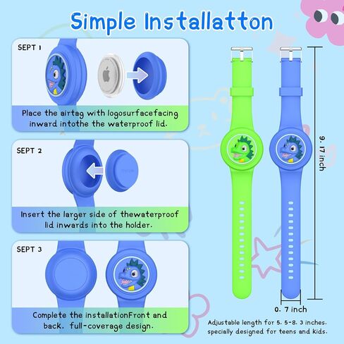 2Pack Compatible for AirTag Bracelet Waterproof, Soft Silicone Air tag Wristband Holder Cute Air Tags Case for Children Teen (Beige+Pink) in Kuwait