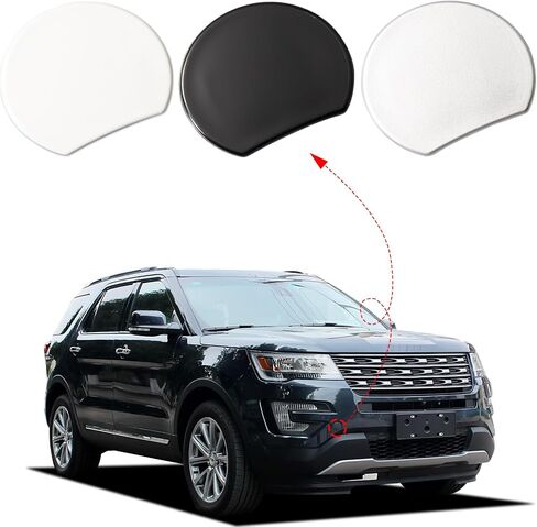 غطاء خطاف سحب المصد الأمامي للسيارة مناسب لسيارة Ford Explorer 2016 2017 عين السحب FO1029115 FB5Z17A900AA غطاء مقطورة (أبيض، جانب الركاب الأيمن) in Kuwait
