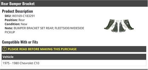 Rear Bumper Bracket Set - Compatible with 1975-1980 Chevy C10 Fleetside/Wideside in Saudi Arabia