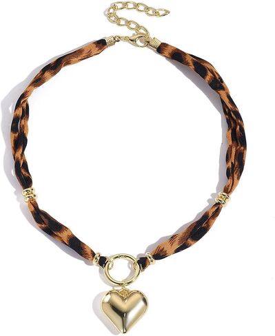 Scarf Necklace with Charm for Women Boho Scarf Charm Necklace Cross Conch Flower Leopard Choker Necklaces Trendy Summer Jewelry Gifts for Women in Saudi Arabia