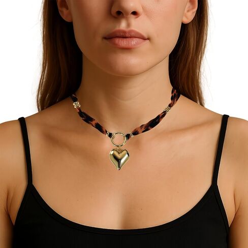Scarf Necklace with Charm for Women Boho Scarf Charm Necklace Cross Conch Flower Leopard Choker Necklaces Trendy Summer Jewelry Gifts for Women in Saudi Arabia