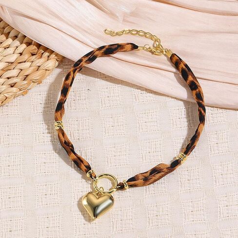 Scarf Necklace with Charm for Women Boho Scarf Charm Necklace Cross Conch Flower Leopard Choker Necklaces Trendy Summer Jewelry Gifts for Women in Saudi Arabia