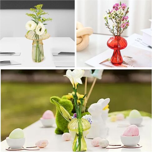 Mini Mushroom Flower Vase Set - 5 Pcs Glass Hydroponic Bud Vases for Home & Office Décor, Propagation Station for Plants in Saudi Arabia