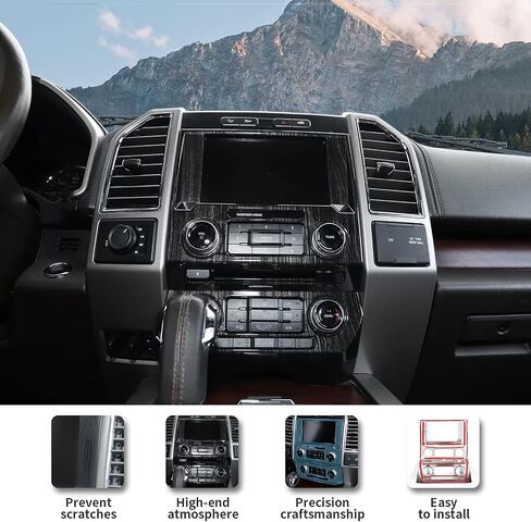 JeCar Black Wood Grain Interior Center Console Dash Panel Trim Overlay for 2015-2020 Ford F150 Interior Accessories in Saudi Arabia