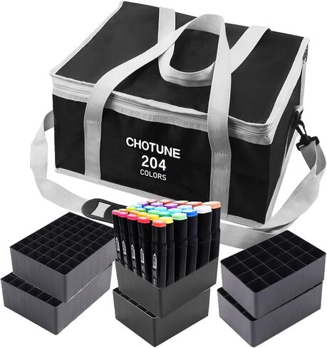 Chris.W 262 Slots Marker Pen Case Markers Carrying Bag Holder for Marker and Sketch Marker, Permanent Paint Marker, Dry Erase Marker, Repair Marker Pen, Color Highlighter(Black) in Saudi Arabia