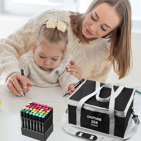 Chris.W 262 Slots Marker Pen Case Markers Carrying Bag Holder for Marker and Sketch Marker, Permanent Paint Marker, Dry Erase Marker, Repair Marker Pen, Color Highlighter(Black) in Saudi Arabia