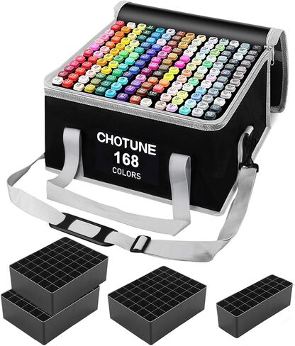 Chris.W 262 Slots Marker Pen Case Markers Carrying Bag Holder for Marker and Sketch Marker, Permanent Paint Marker, Dry Erase Marker, Repair Marker Pen, Color Highlighter(Black) in Saudi Arabia